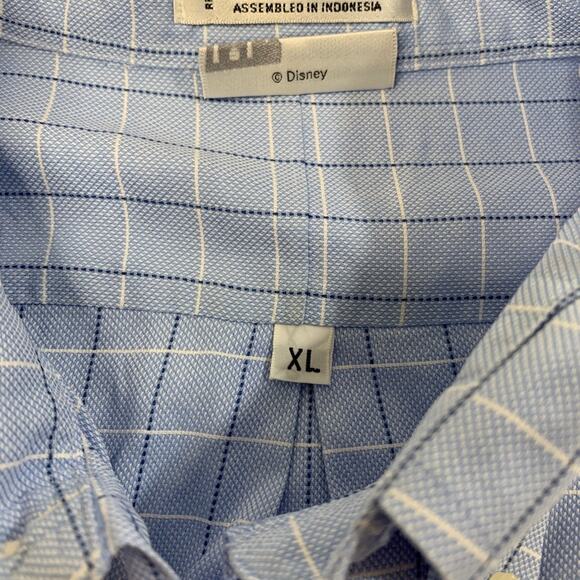 Vintage Disney World Shirt Mens XL Blue Cotton Button Down Dress Mickey Logo - Picture 5 of 11